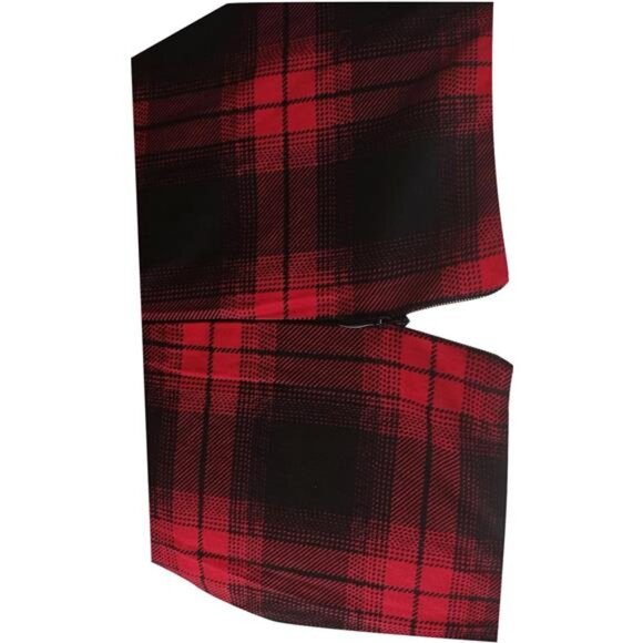 Women's Puff Short Sleeve 1950s Party Dresses Z-black Red Plaid - Picture 4 of 6